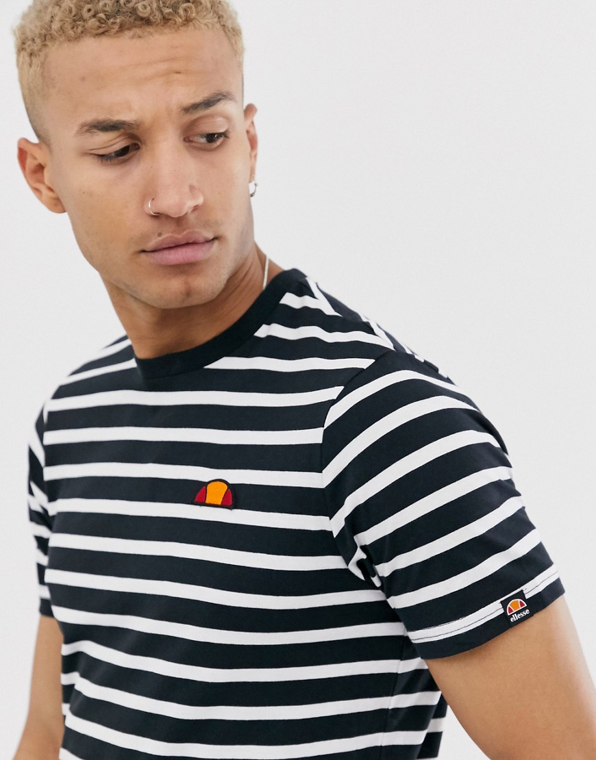 ellesse Sailo striped t-shirt in black/white