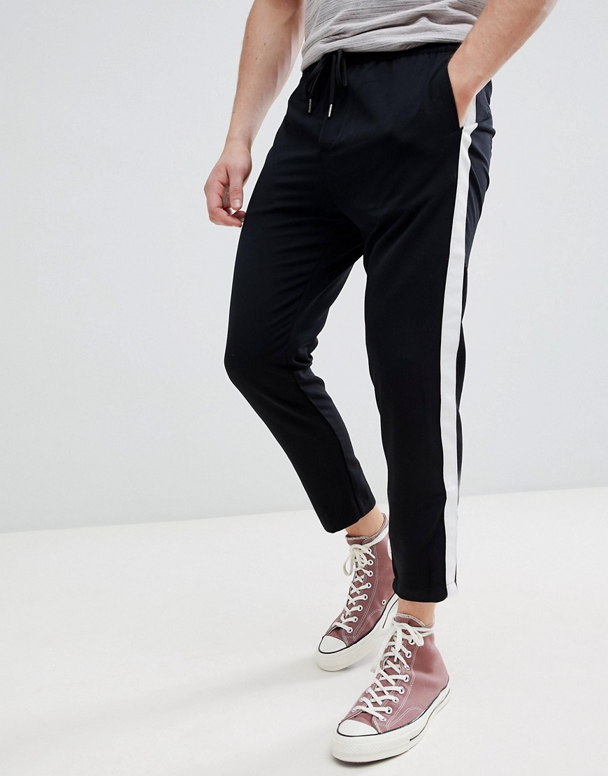 Pull&Bear Trousers With Side Stripe In Black