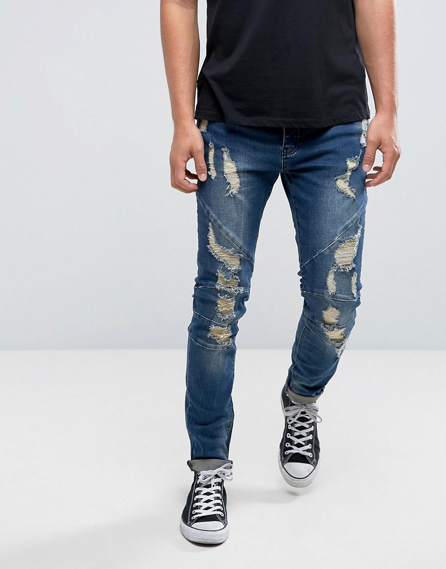 Cayler & Sons Skinny Jeans In Blue With Distressing - Blue