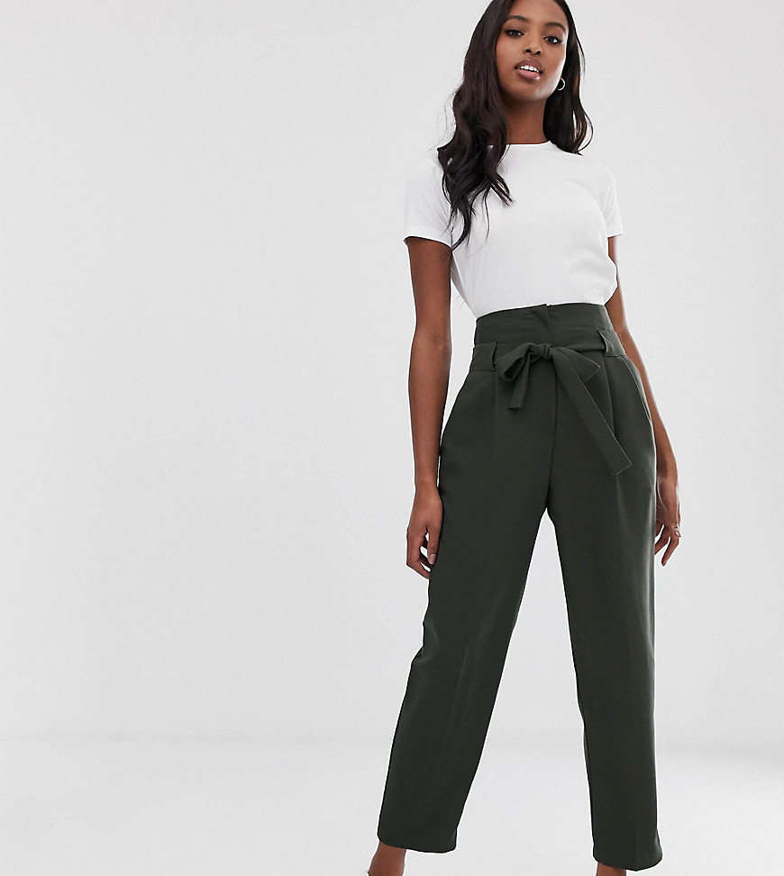 ASOS DESIGN Tall tailored tie waist tapered ankle grazer trousers
