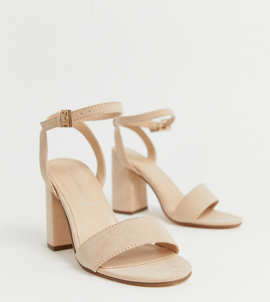 London Rebel wide fit barely there block heel sandals