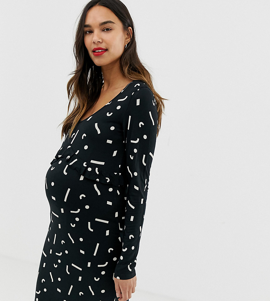 Mamalicious maternity abstract print jersey long sleeve dress