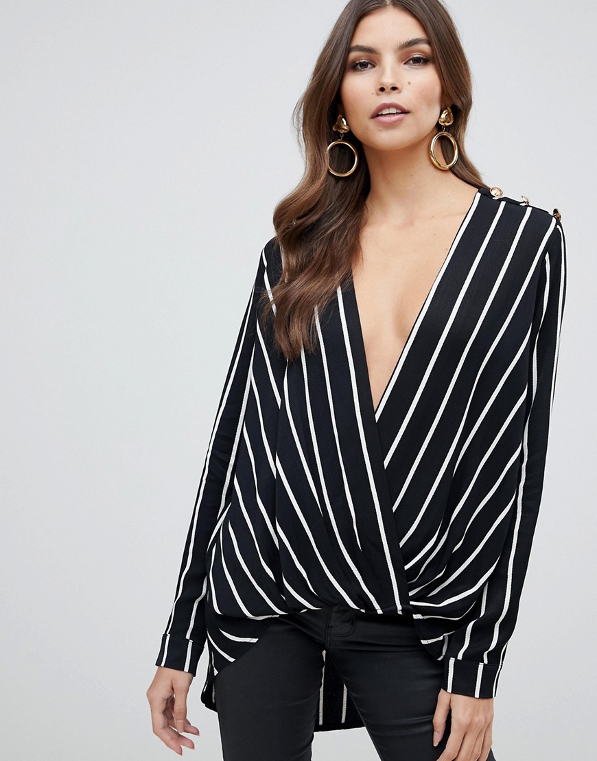 Forever Unique stripe cross front blouse