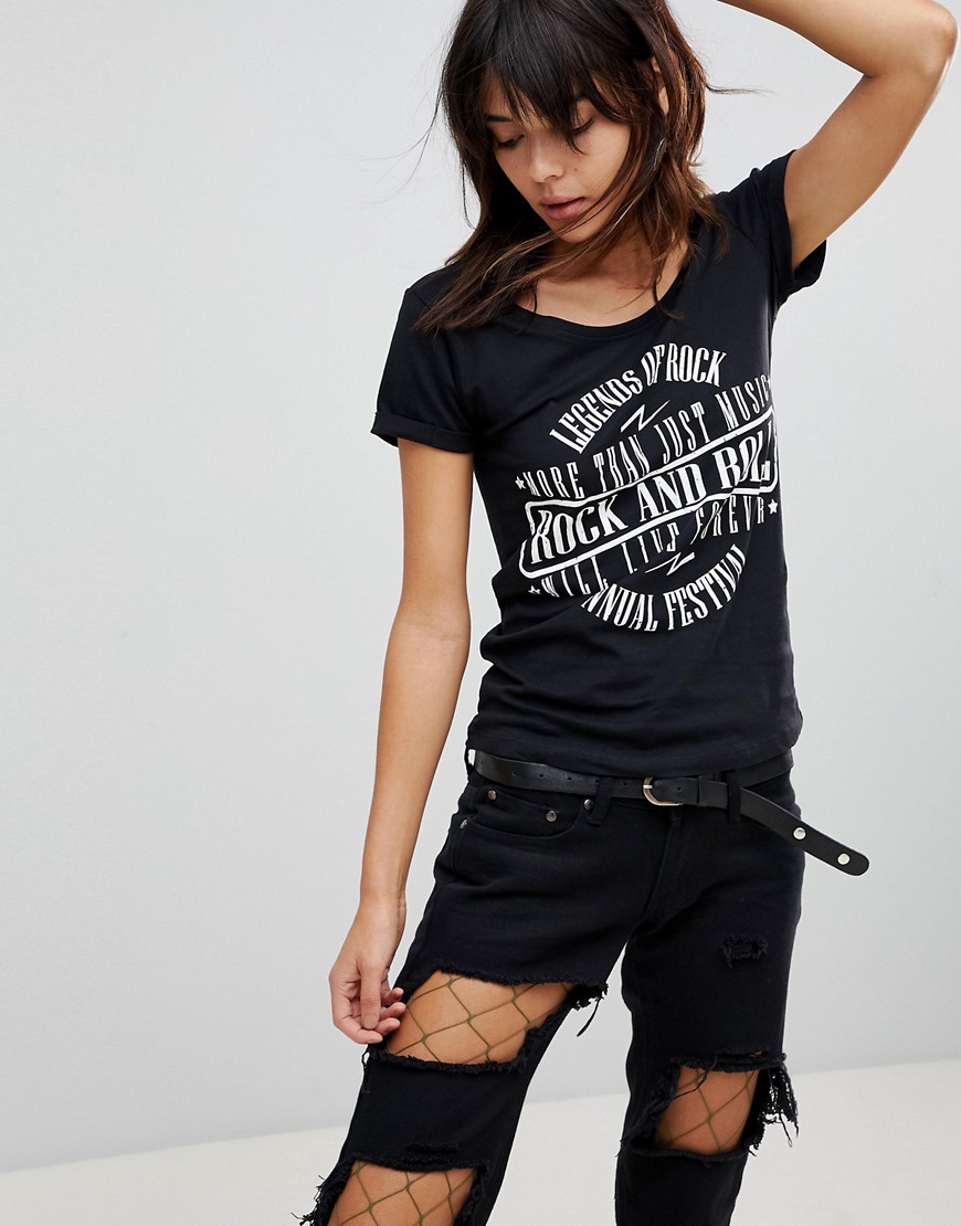 Blend She Rock Printed T-Shirt - 20100 black