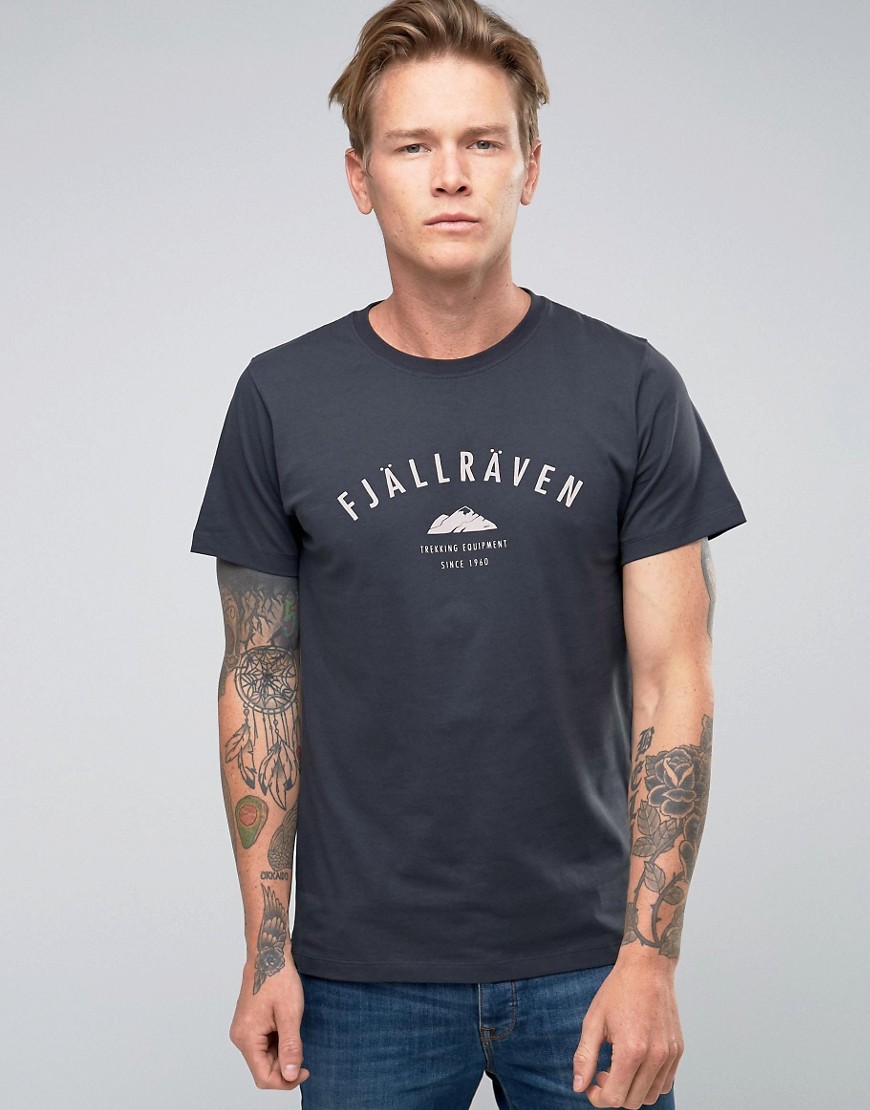 Fjallraven T-Shirt With Trekking Equipment Print In Navy - Navy