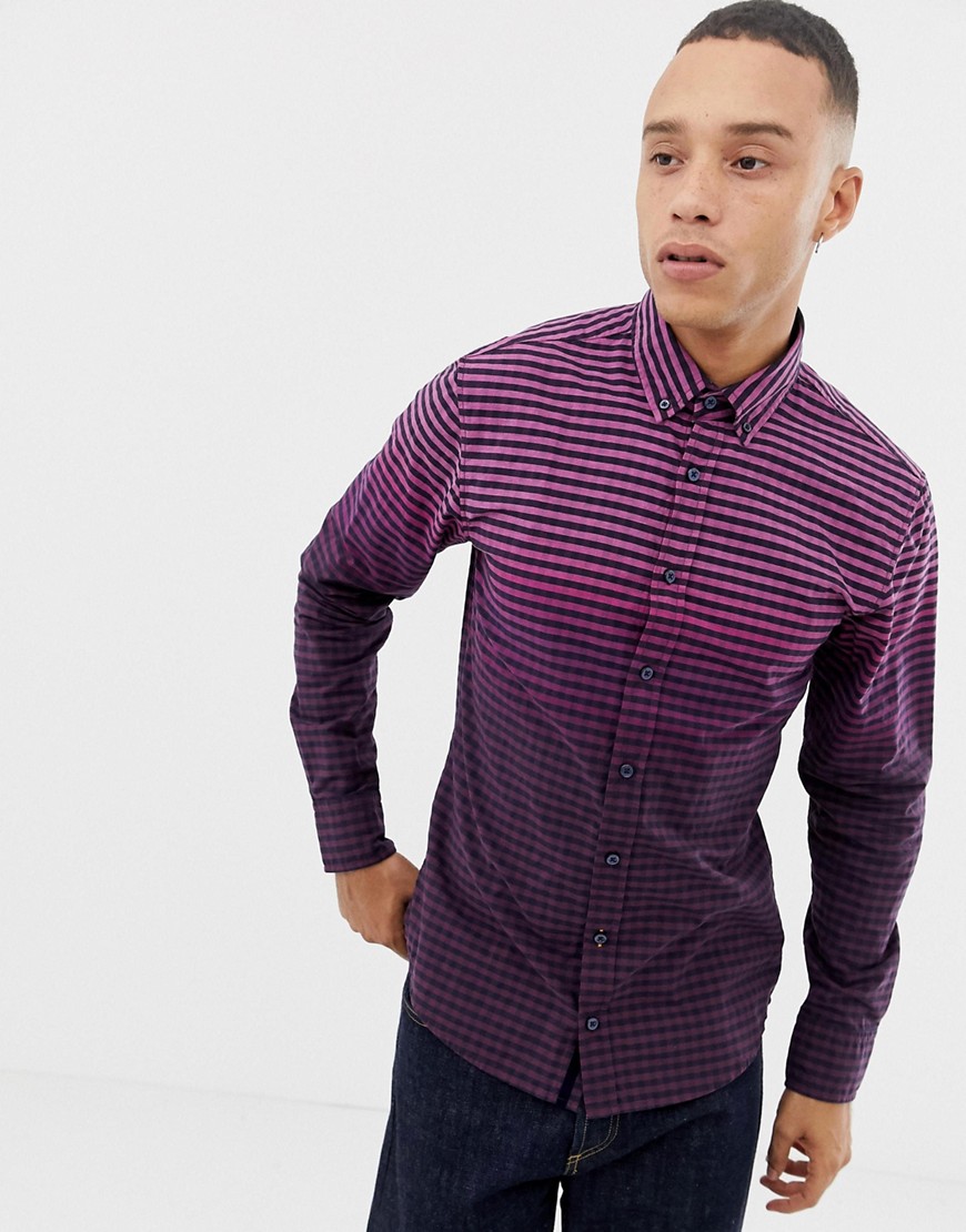 BOSS Mabsoot slim fit ombre oxford shirt in purple