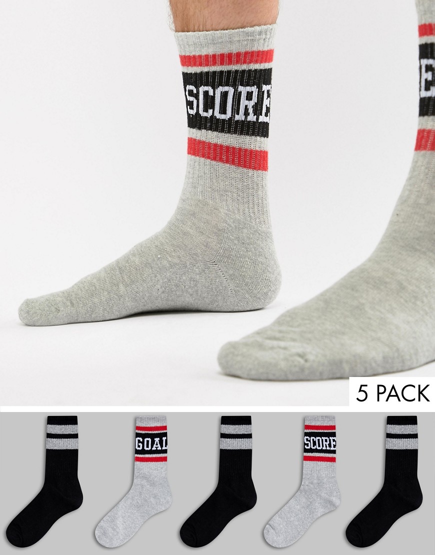 Brave Soul 5 Pack Retro Tennis Socks