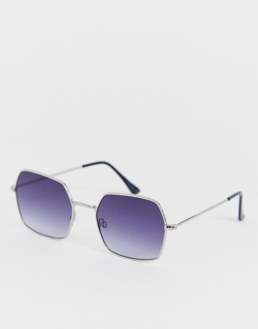 Jeepers Peepers square sunglasses with gradient lens in silver