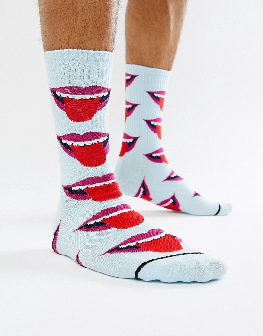 HUF Socks With Repeat Tongue Print In Grey