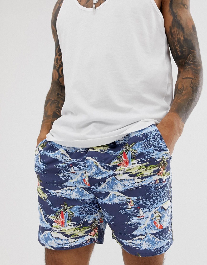 French Connection surfer print swim shorts