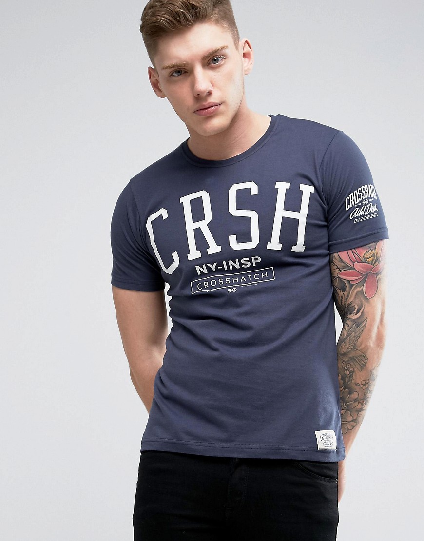 Crosshatch Logo T-Shirt - Navy