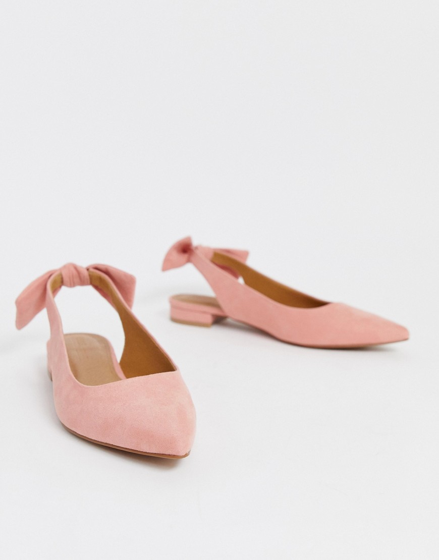 ASOS DESIGN Lizzie bow slingback ballet flats in blush