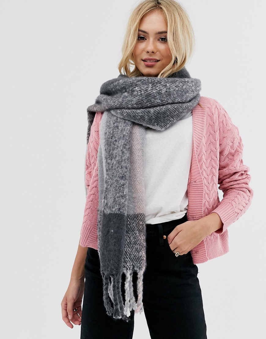 Pieces oversized check scarf