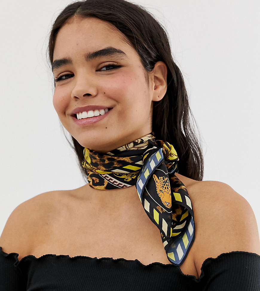 Monki chain print scarf in black
