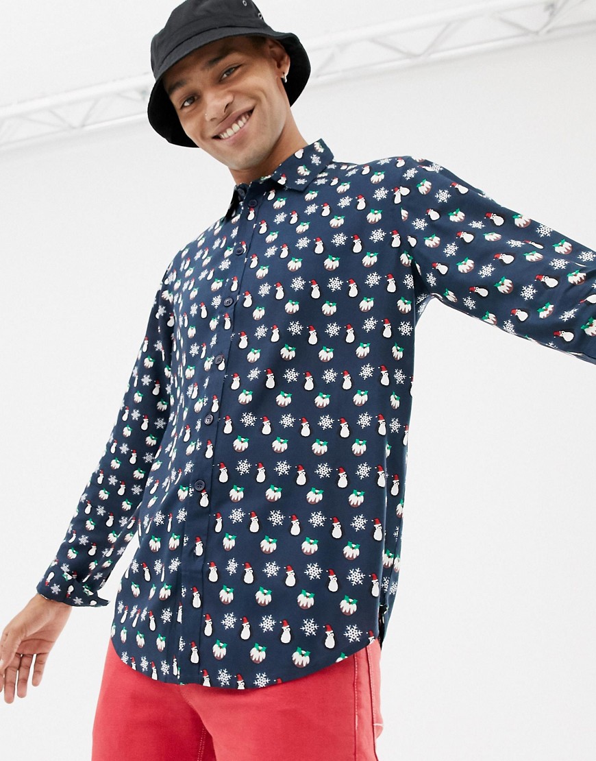 Another Influence Christmas Pattern Long Sleeve Shirt