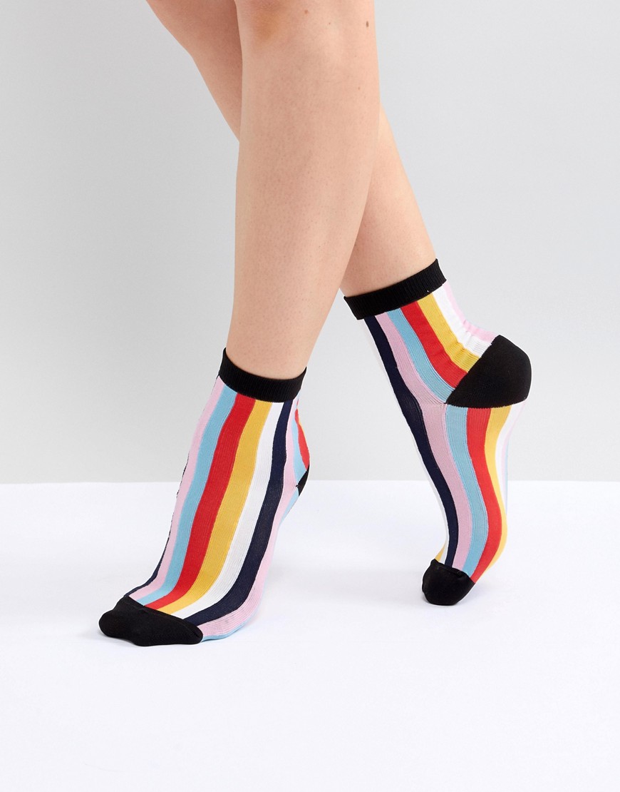 ASOS DESIGN Vertical Stripe Ankle Socks - Multi