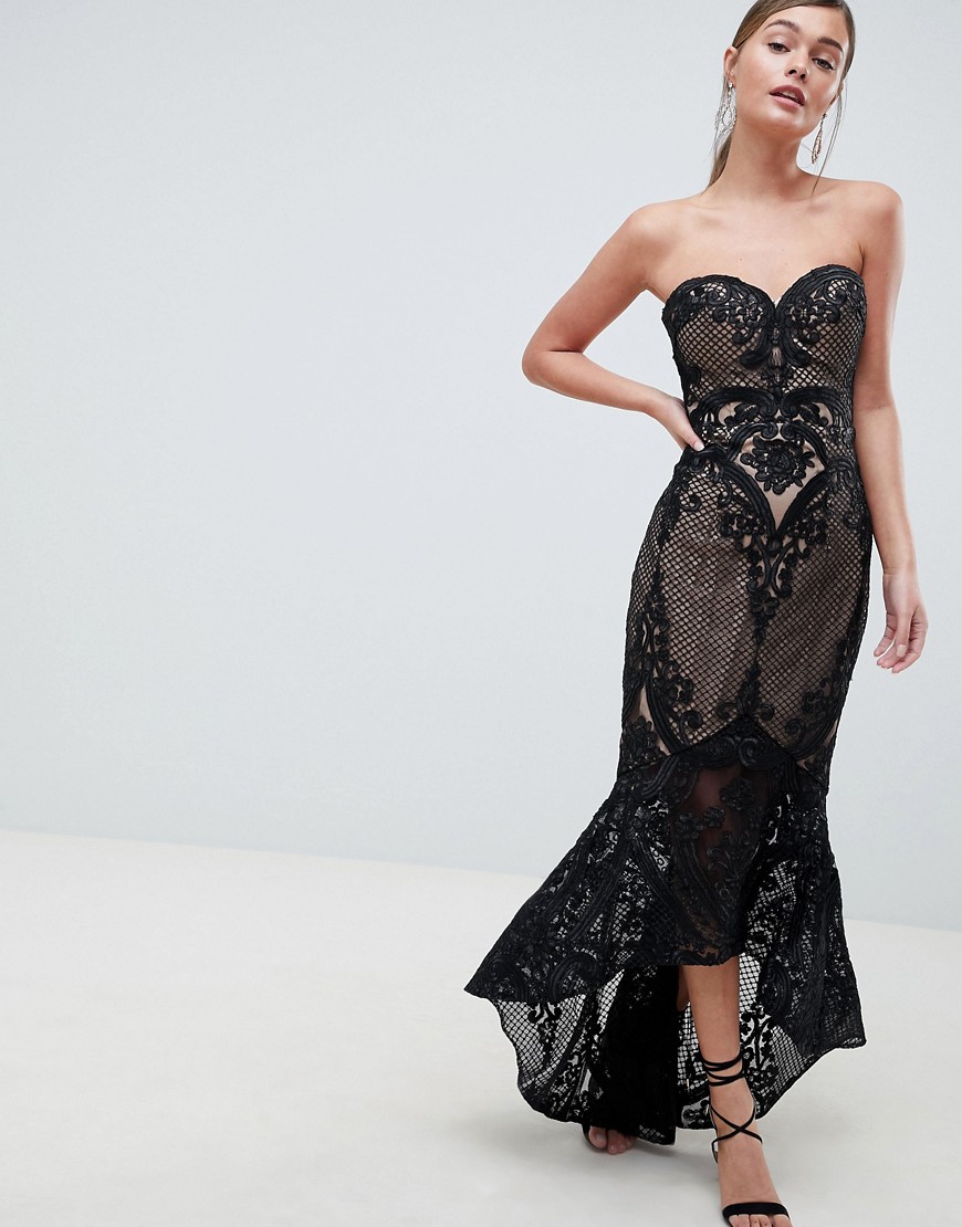 Bariano Sweetheart Fishtail Maxi Dress In Lace