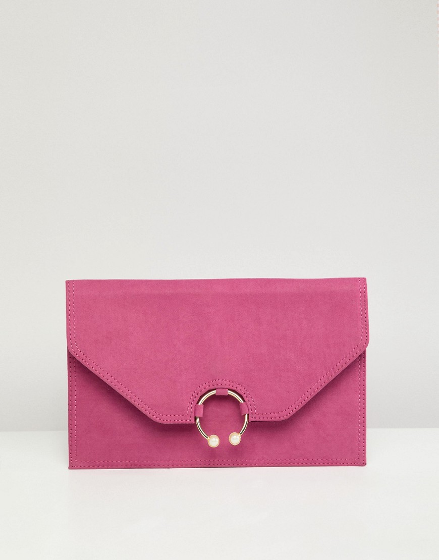 ASOS DESIGN clutch bag with ring pearl detail