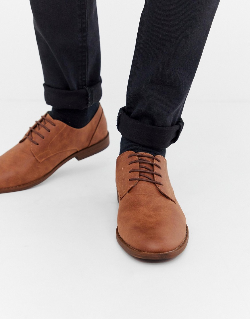 New Look faux leather derby shoes in tan