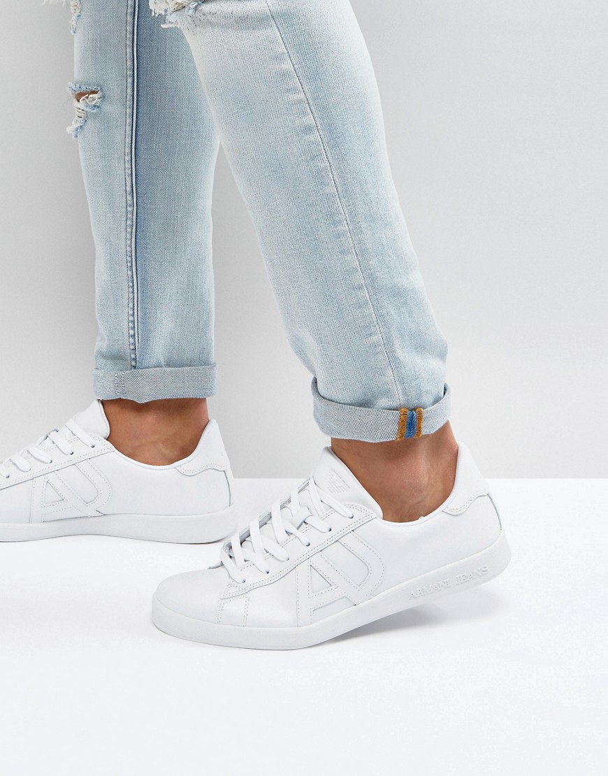 Белые кожаные кроссовки Armani Jeans - Белый 
