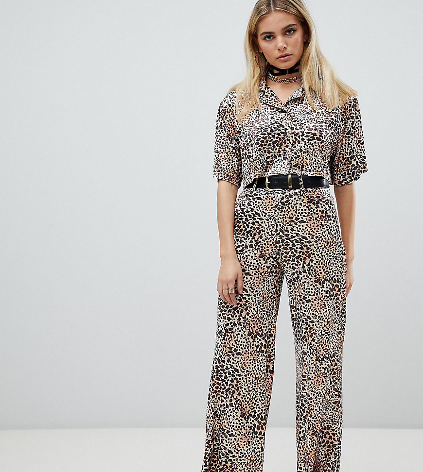 One Above Another wide leg trousers in textured leopard co-ord - Leopard