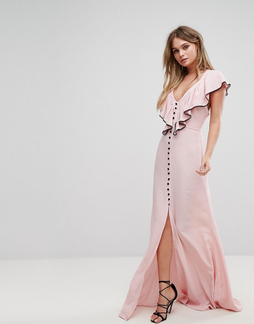 Millie Mackintosh Ruffle Strap Maxi Dress - Dusty pink
