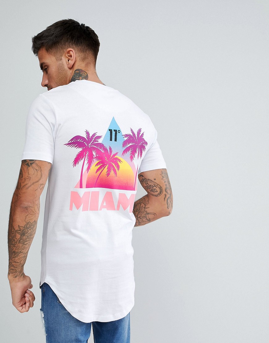 11 Degrees muscle t-shirt in white with miami back print