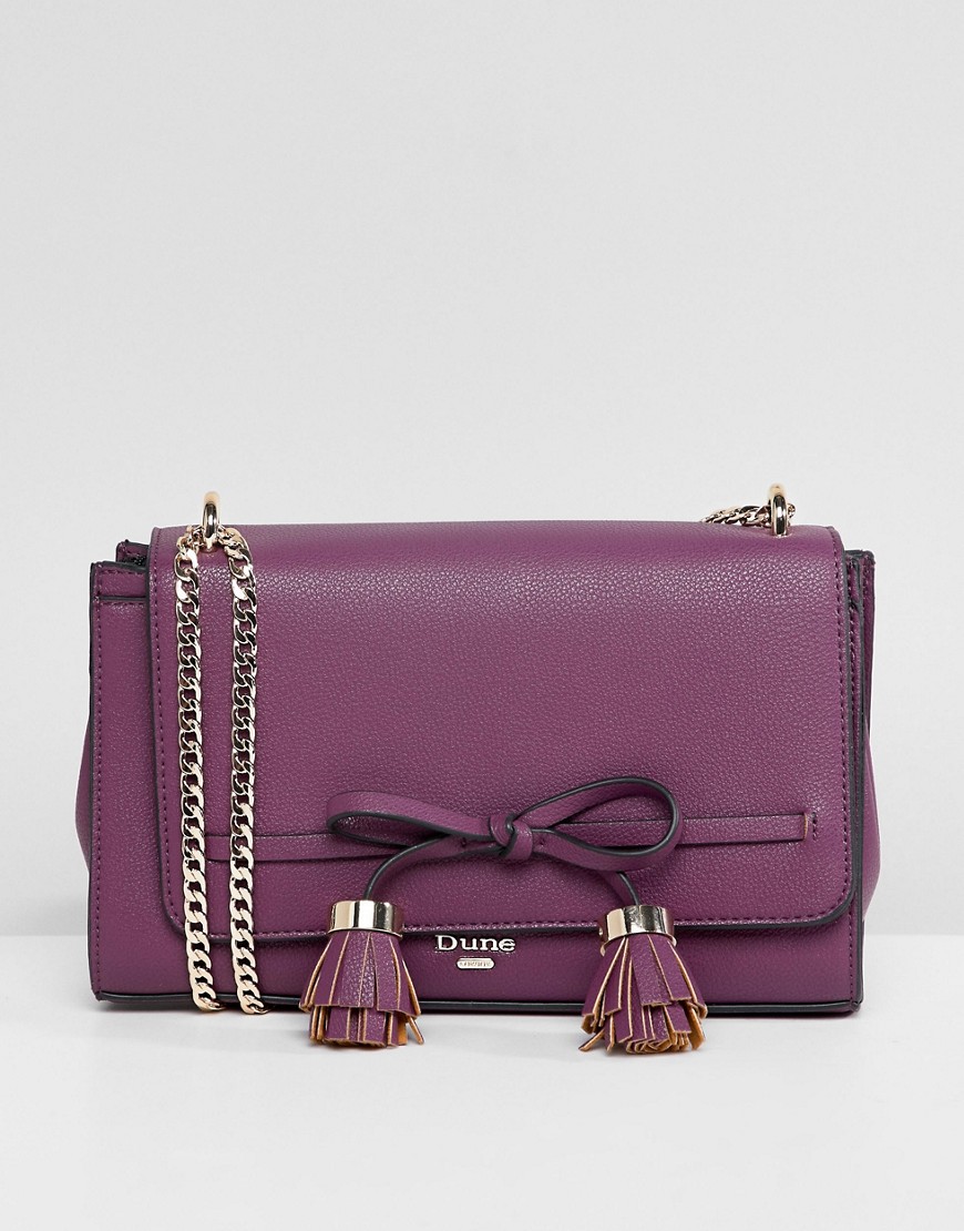 Dune Essey Berry Cross Body Bag With Bow Tassel - Berry synthetic