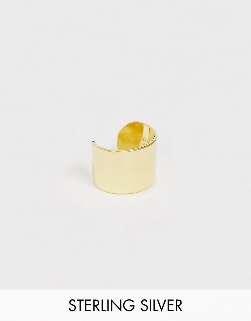 Asos Design Sterling Silver Ear Cuff In 14k Gold Plate