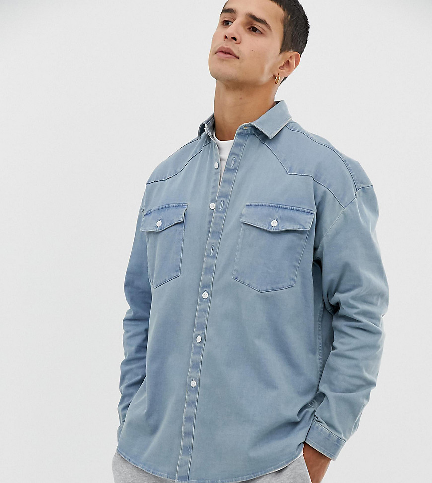 COLLUSION oversized western shirt in light wash