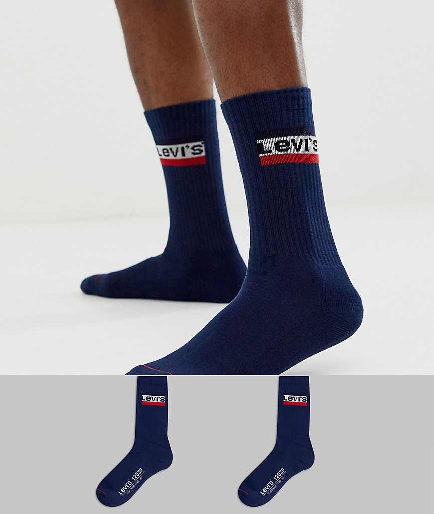 Levi's 2 pack logo socks in navy