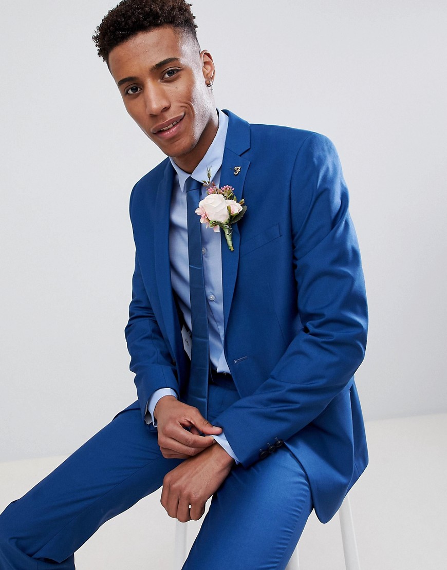 Farah skinny wedding suit jacket in blue