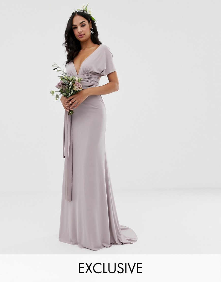 TFNC bridesmaid exclusive multiway maxi dress in grey