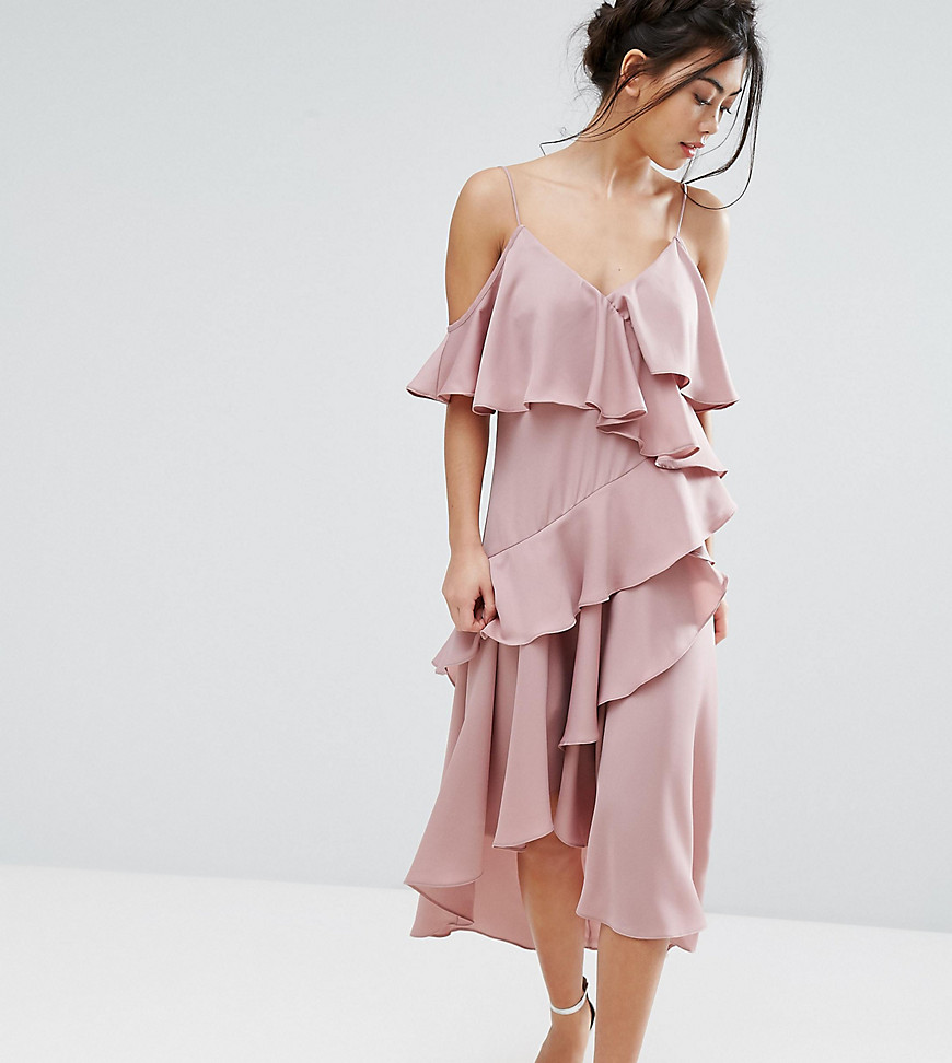 True Decadence Petite All Over Ruffle Detail Cami Maxi Dress