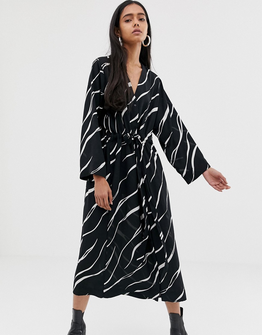 Weekday smock dress with zebra swirl print