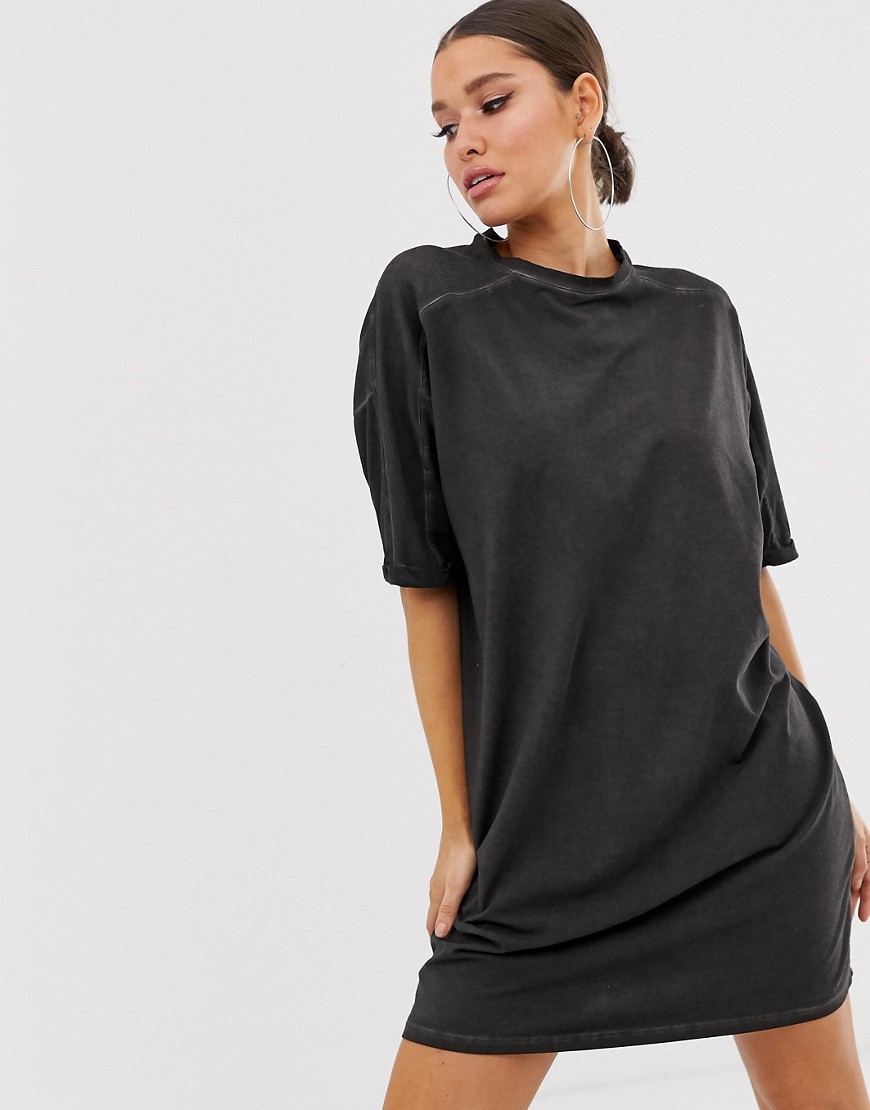 ASOS DESIGN t-shirt dress with rolled sleeves and wash