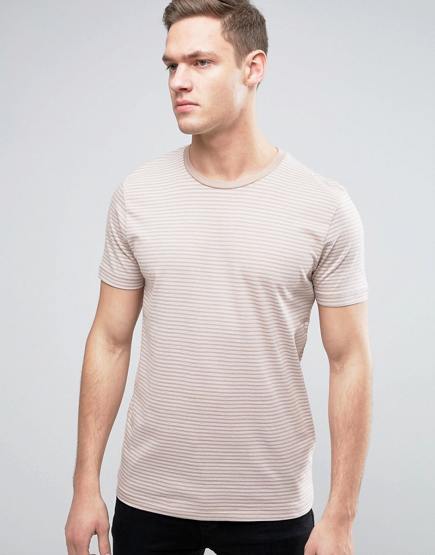 Selected Homme Stripe Tee - Stucco
