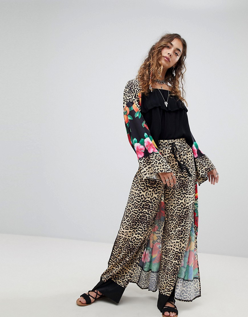 Kiss The Sky Wide Leg Trousers In Leopard Print Co-Ord