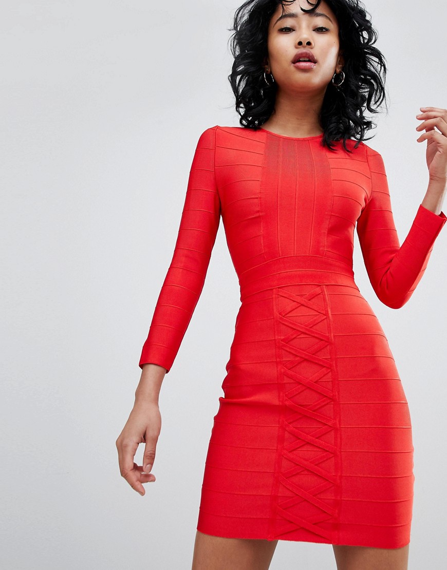 Love & Other Things Long Sleeve Bandage Dress - Red