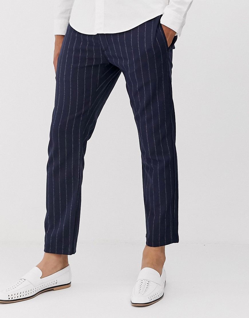 Topman trousers in navy stripe