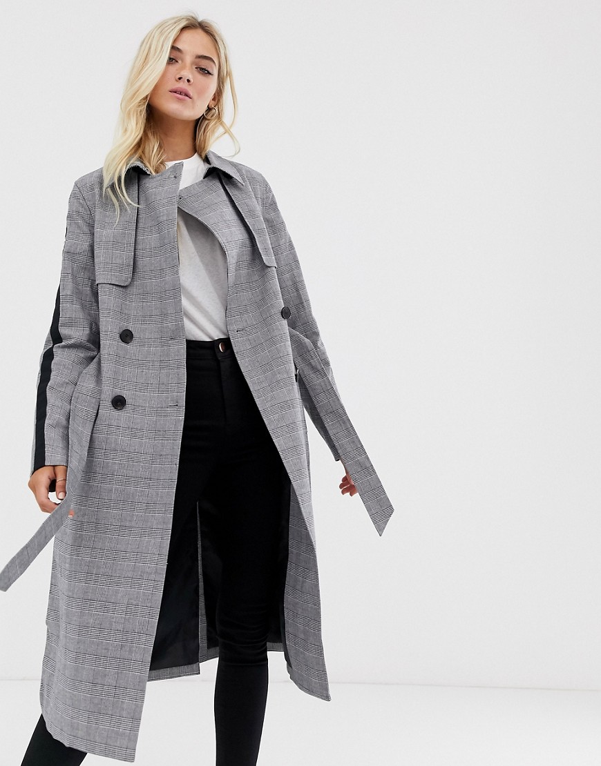 Superdry check detail trench coat