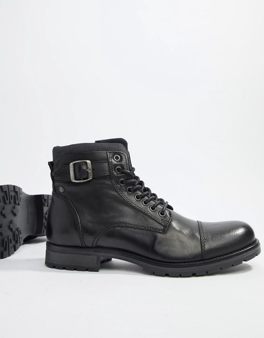 Jack & Jones leather lace up boots