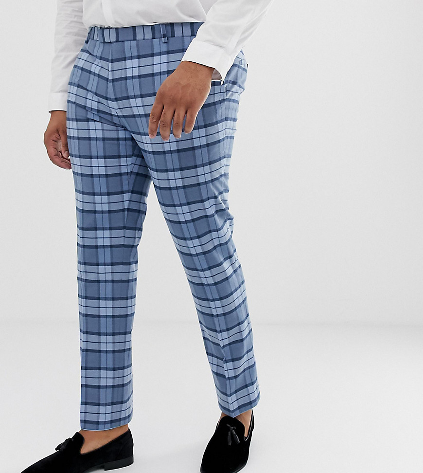 Twisted Tailor super skinny suit trousers in light blue check