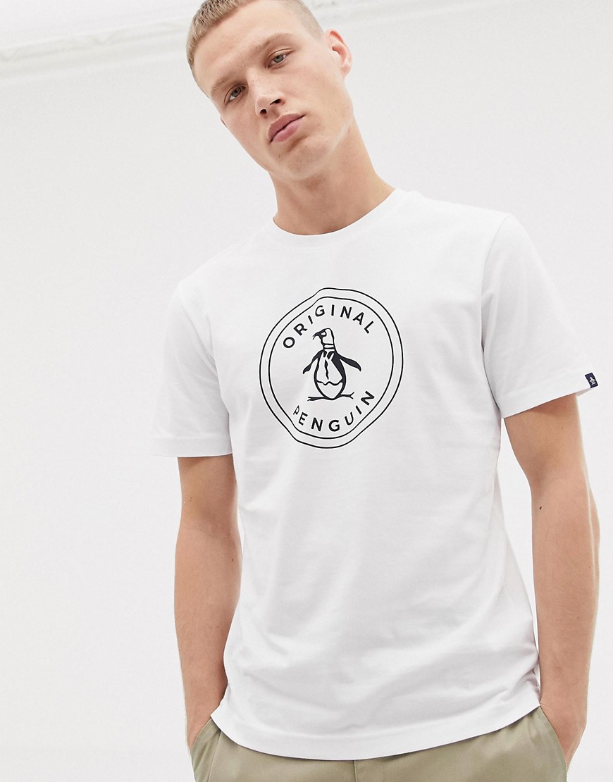 Original Penguin circle logo t-shirt in white