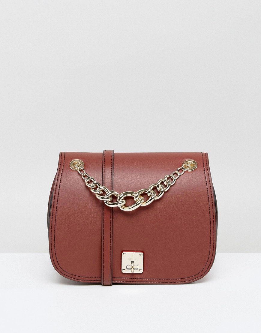Fiorelli Saddle Bag in Deep Tan With Chain Detail - Sable brown