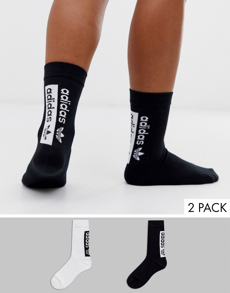 adidas Originals RYV 2 pack socks in black and white