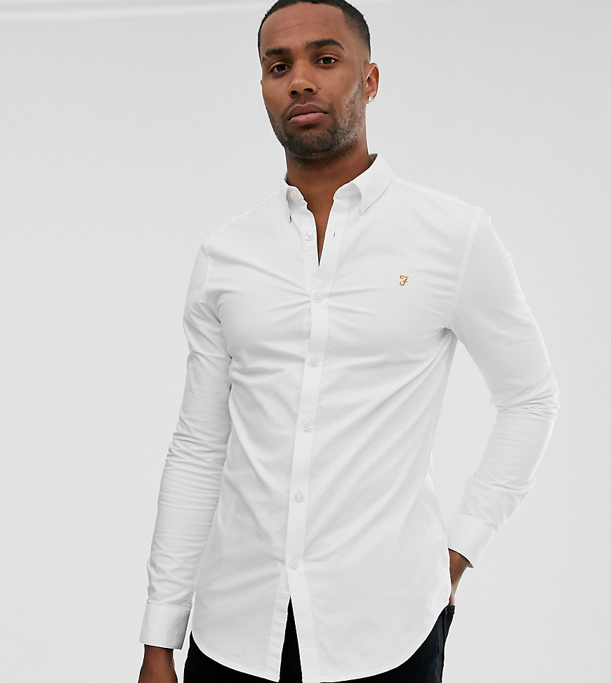 Farah Brewer slim fit oxford shirt in white