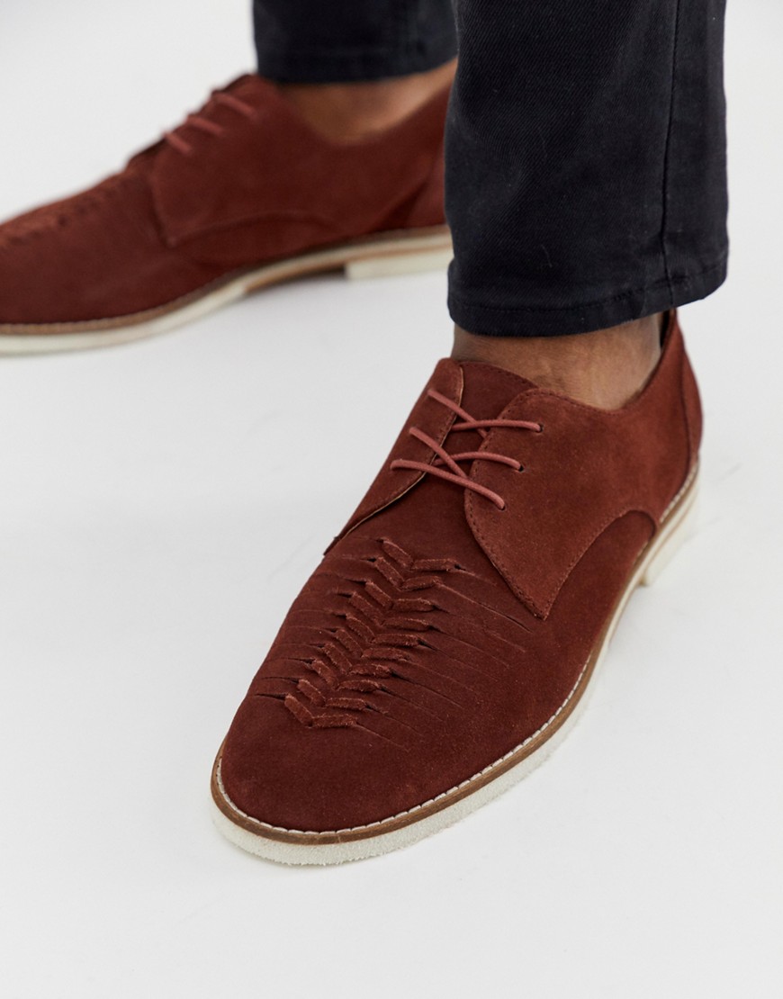 H by Hudson Chatra woven lace up shoes in rust suede