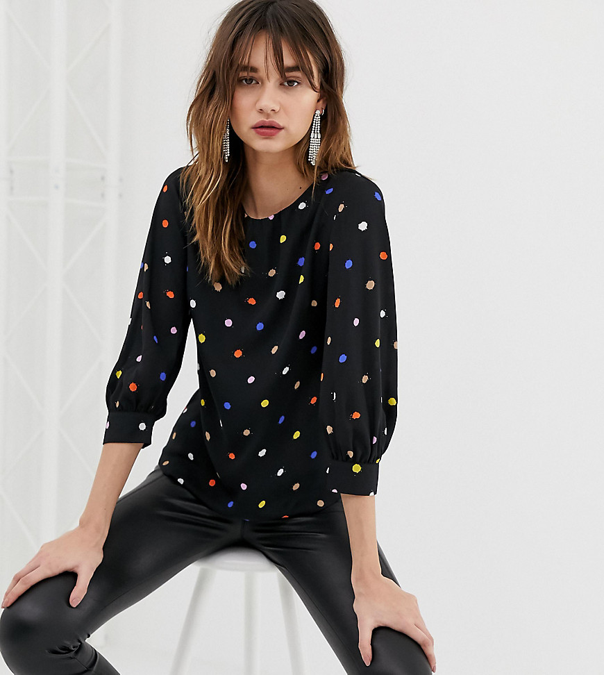 Warehouse blouse with bubble sleeves in polka dot