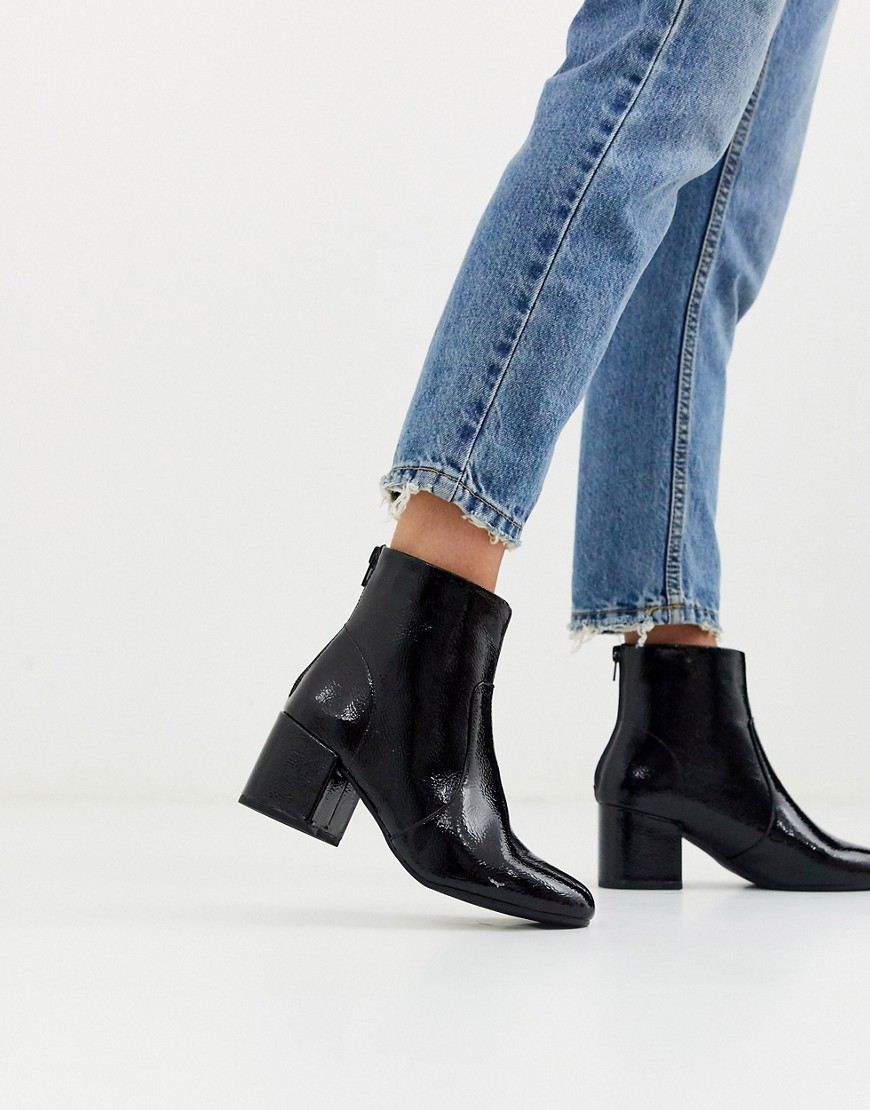 New Look square toe PU boot in black